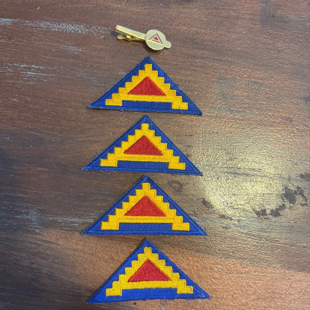 Vtg United States 7th Army Insignia Patch & Tie Pin WWII "Seven Steps to Hell"